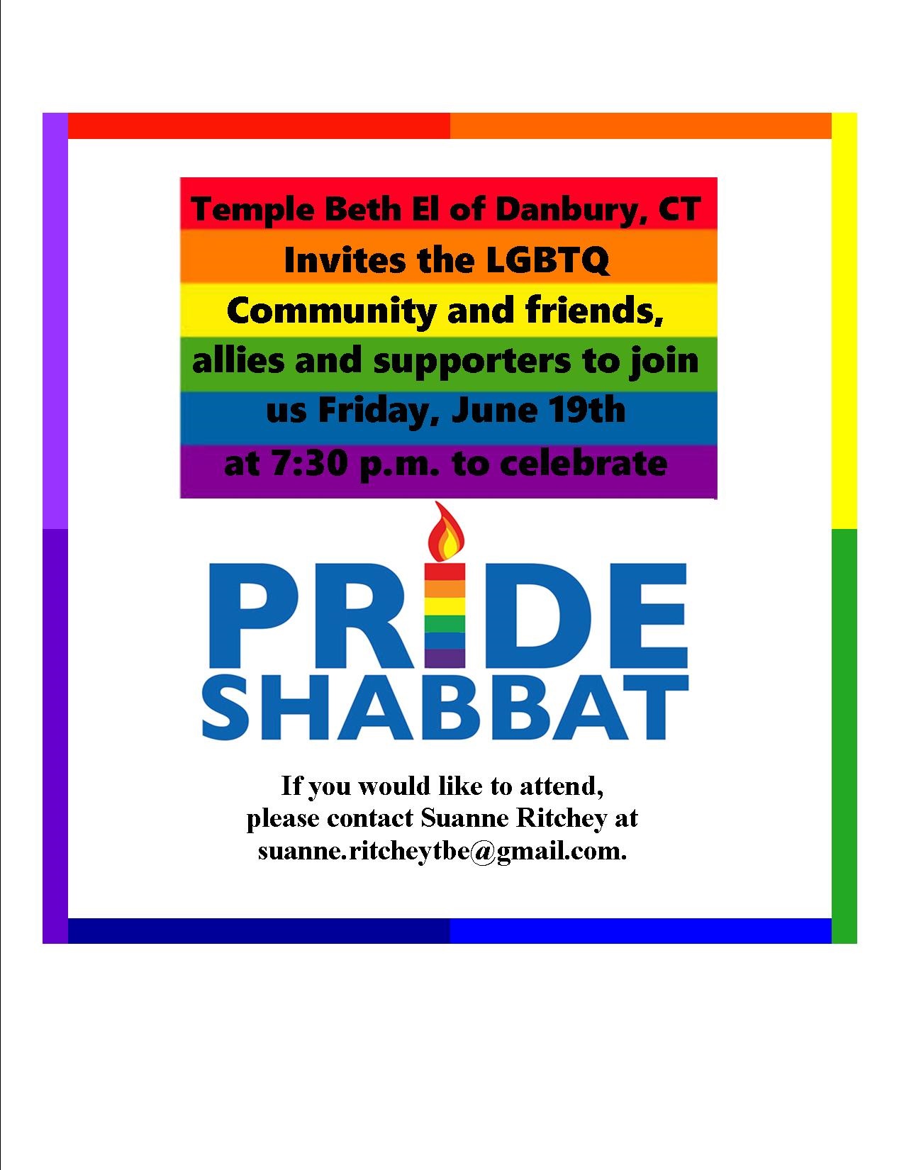 Temple Beth El of Danbury, CT Pride Shabbat