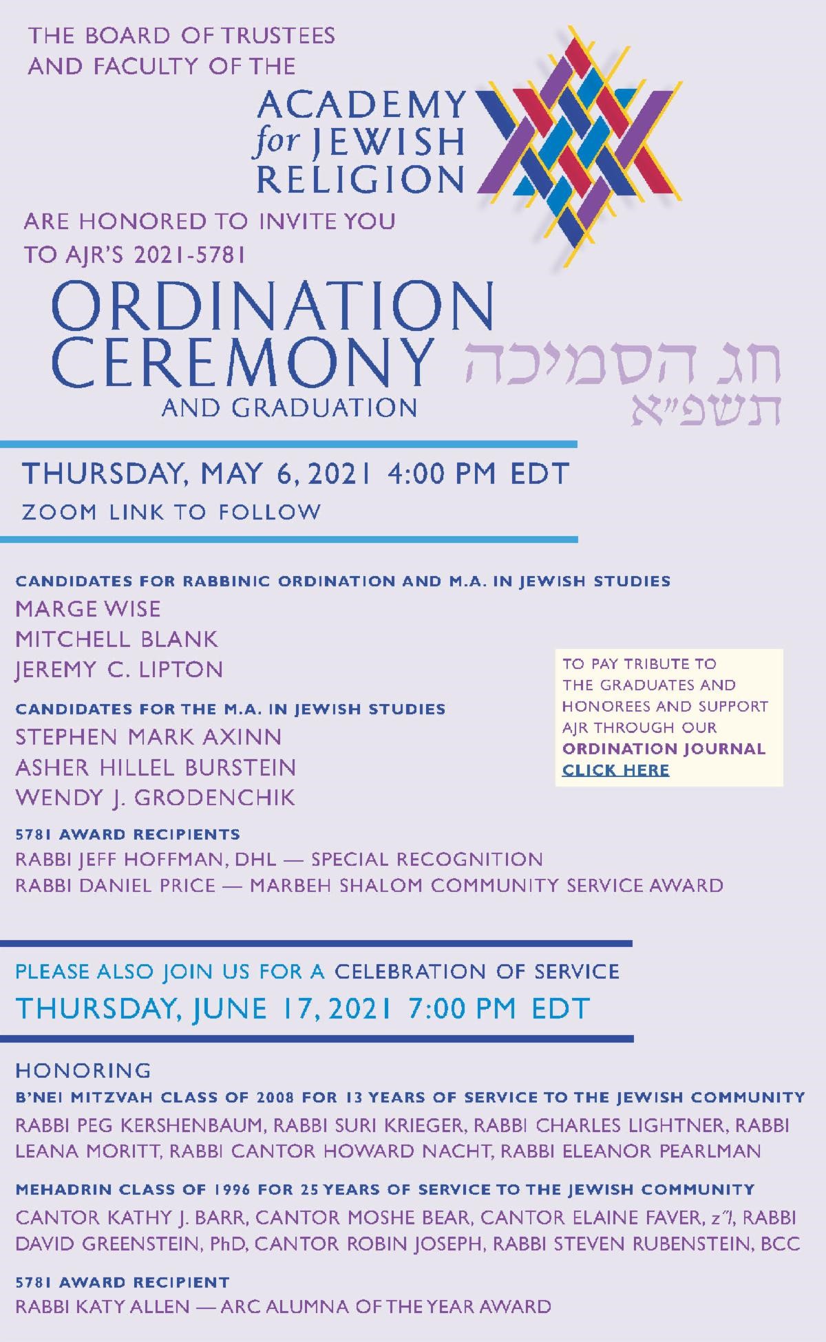 Academy for Jewish Religion Rabbinic Ordination