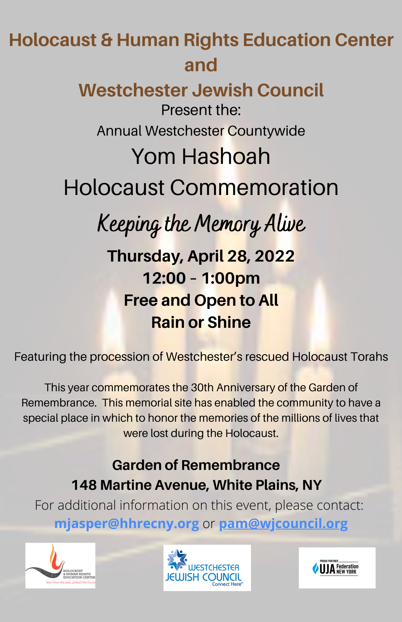 Westchester County Wide Yom Hashoah Commemoration