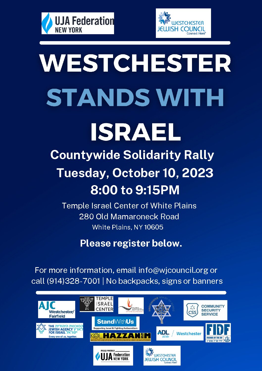 Westchester Stands in Solidarity with Israel Westchester Jewish