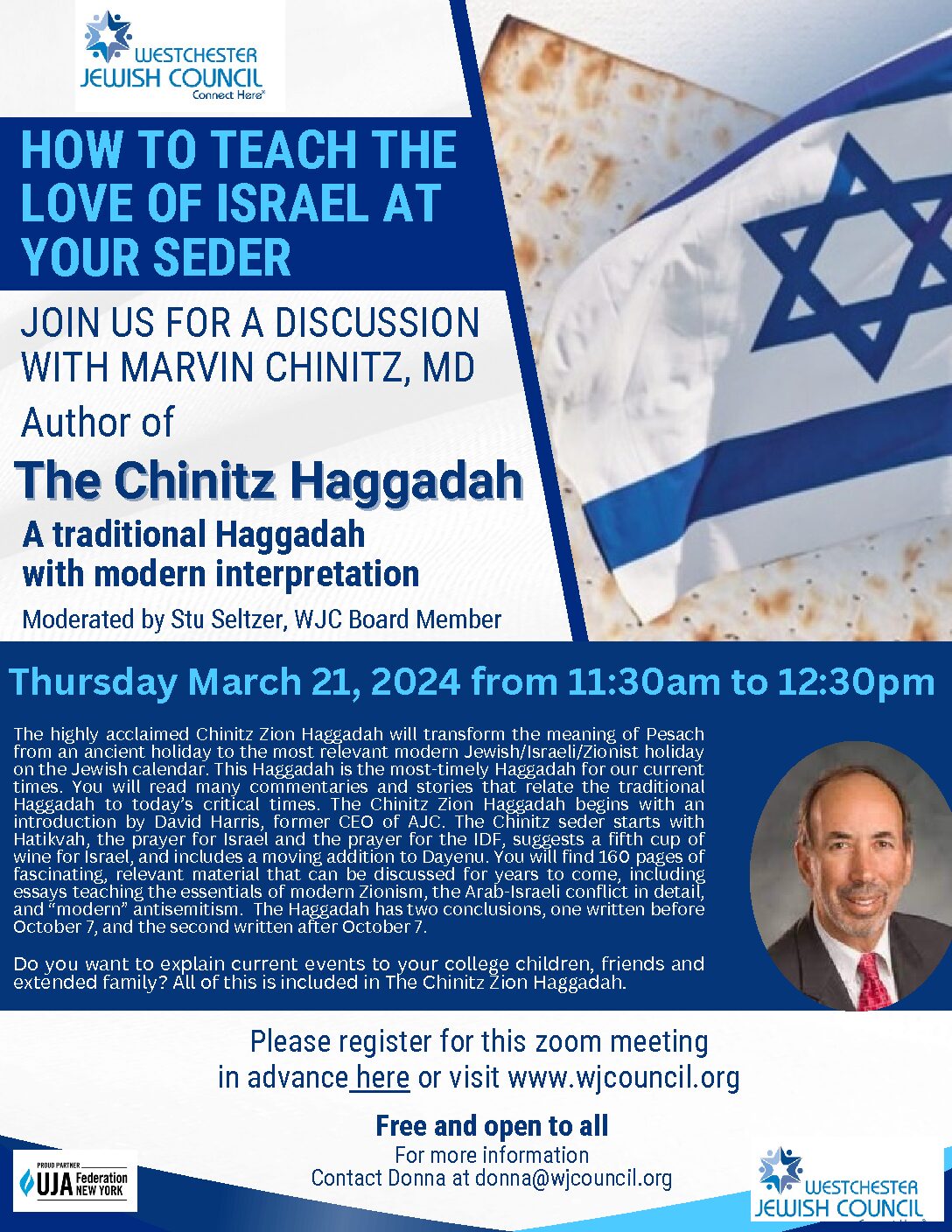 Westchester Jewish Council - Join Us For A Discussion with Marvin Chinitz, Author of the Chinitz Haggadah
