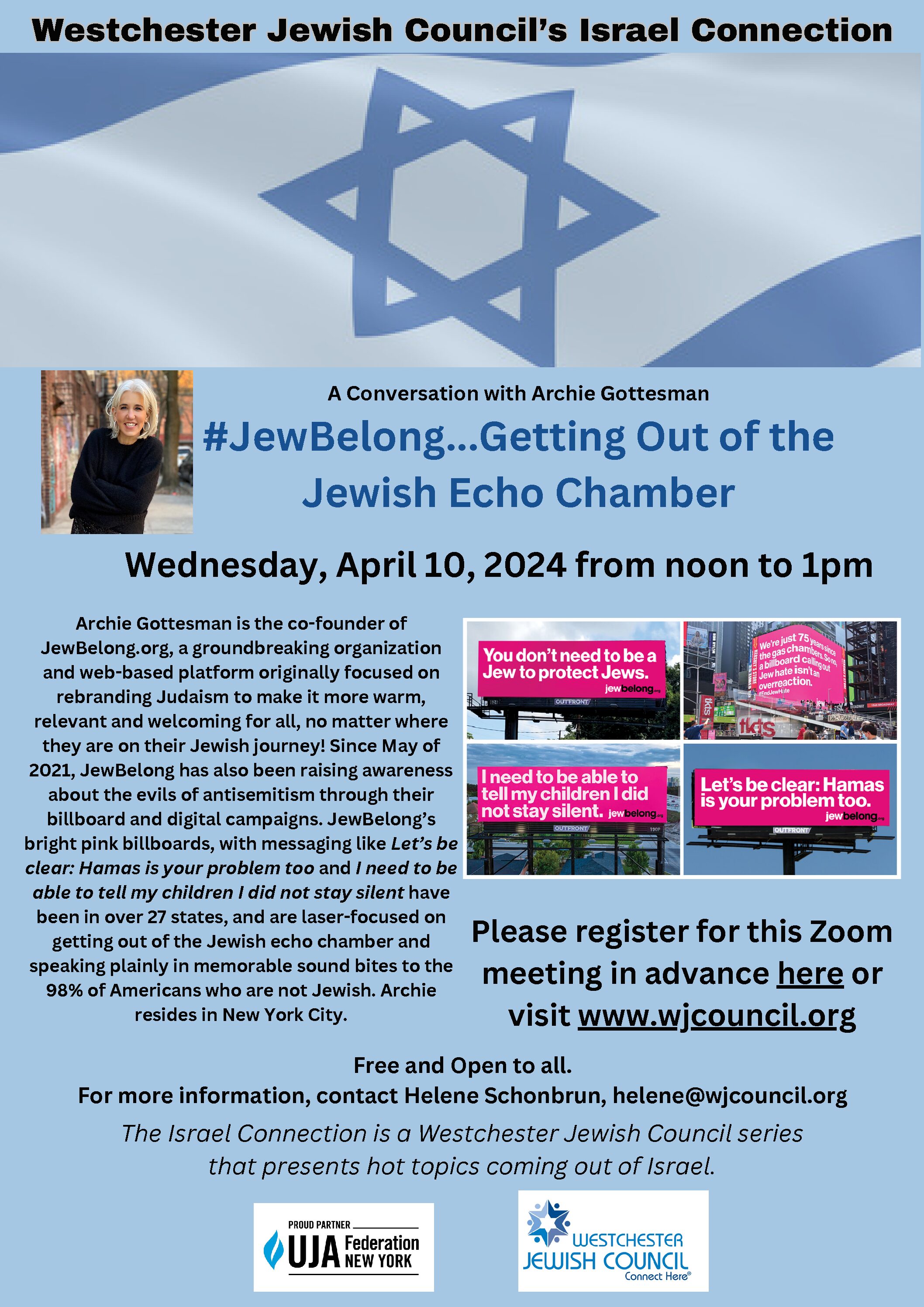 Westchester Jewish Council Israel Connection - #Jew Belong...Getting out of the Jewish Echo Chamber