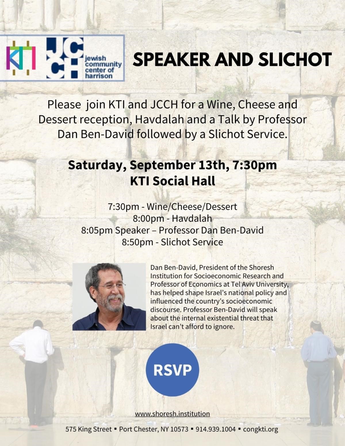 KTI and JCCH - Speaker and Slichot