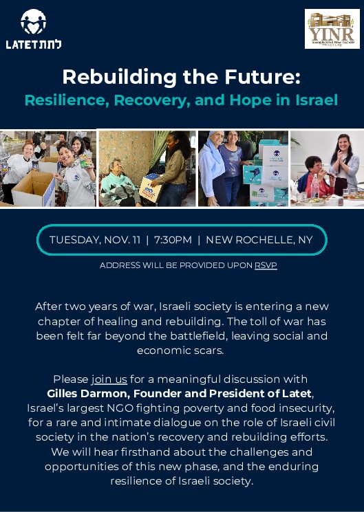American Friends of Latet and YINR - Rebuilding the Future: Resilience, Recovery, and Hope in Israel