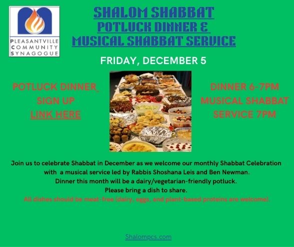 PCS - Community Potluck Shabbat Dinner and Musical Shabbat Service