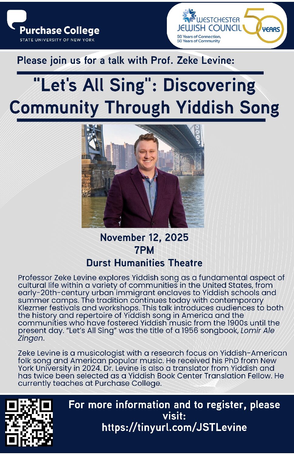 Purchase College and Westchester Jewish Council - "Let's All Sing": Discovering Community Through Yiddish Song