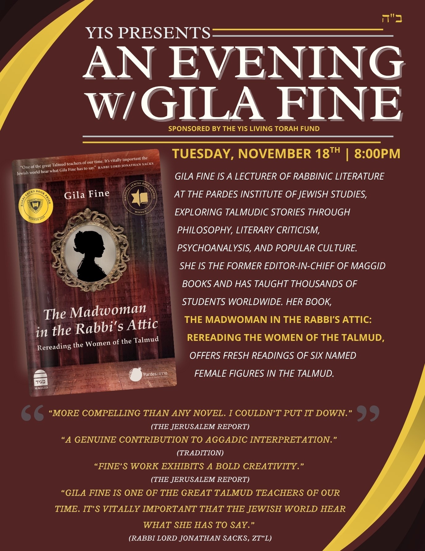 YIS - Gila Fine "The Madwoman in the Rabbi's Attic"