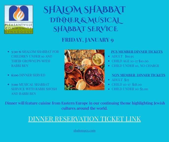 PCS - Shalom Shabbat Musical Service and Dinner