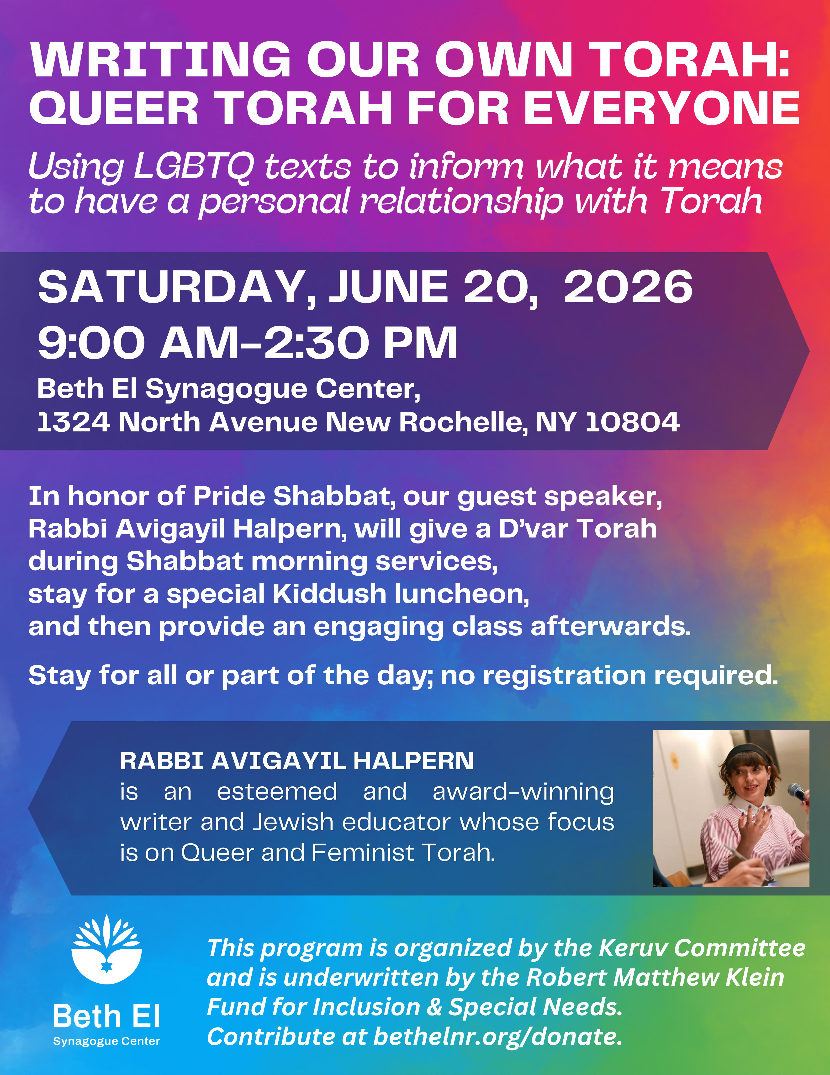Beth El Synagogue Center- Writing Our Own Torah: Queer Torah for Everyone