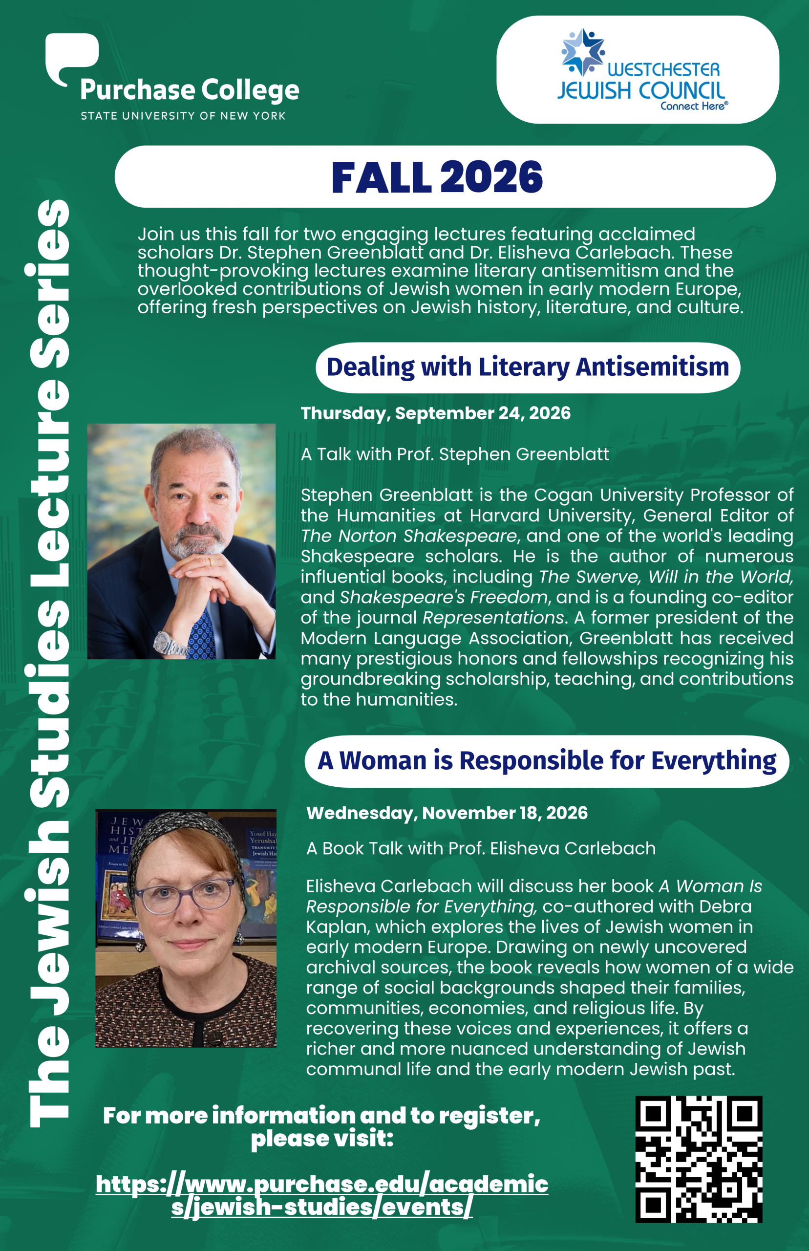 Purchase College - JLI Program - Talk with Prof. Stephen Greenblatt - Dealing with Literary Antisemitism